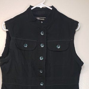 Star black denim vest